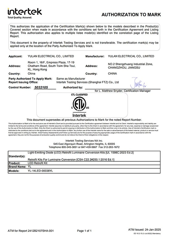 ETL certificate ETL certificate